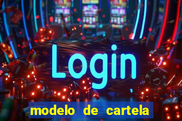 modelo de cartela de bingo em branco